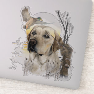 Sticker Labrador, chasse aux canards