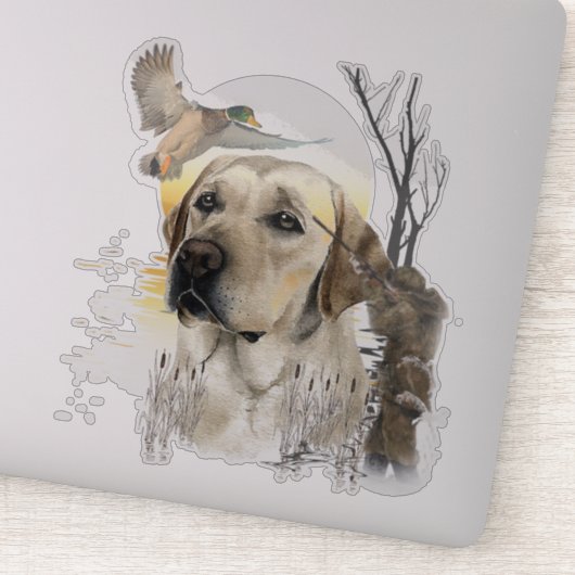 Sticker Labrador, chasse aux canards (Détail)