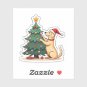 Sticker Labrador Christmas Tree Helper (Feuille)