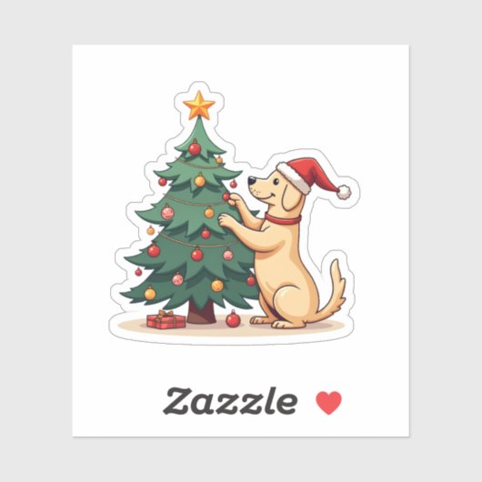 Sticker Labrador Christmas Tree Helper (Feuille)