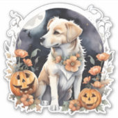 Sticker Labrador Halloween Floral Chien d'automne adorabl (Devant)