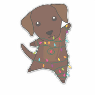 Sticker Labrador Noël Neige Animaux d'hiver Chiens