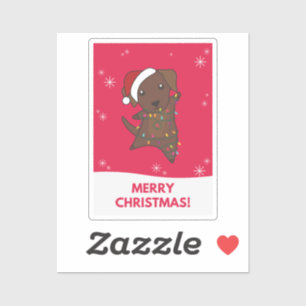 Sticker Labrador Noël Neige Hiver Animaux Chiens Sticke