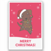 Sticker Labrador Noël Neige Hiver Animaux Chiens Sticke (Recto)