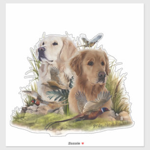 Sticker Labrador Retrivers avec faisan, Art