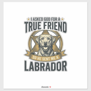 Sticker Labrador Vrai Ami Conception Vintage Amateur de Ch