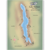 Sticker Lac Malawi, carte de voyage (Devant)