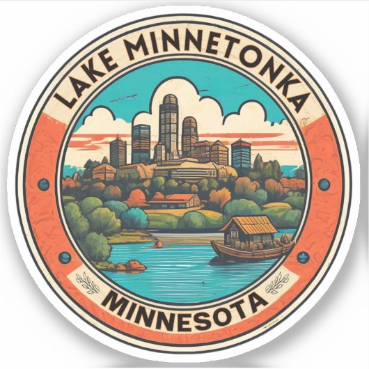 Sticker Lac Minnetonka, Minnesota pêche et navigation (Devant)