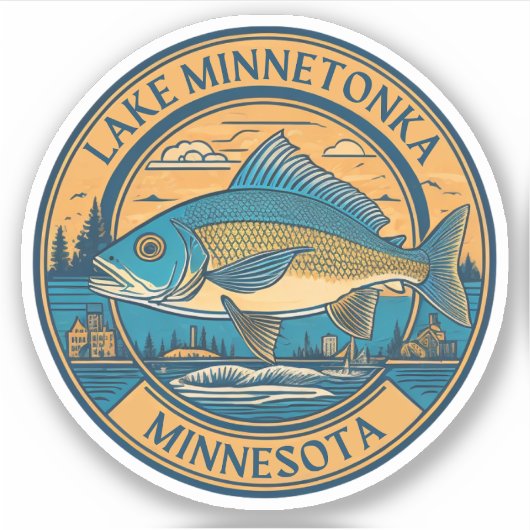 Sticker Lac Minnetonka, Minnesota pêche et navigation (Devant)