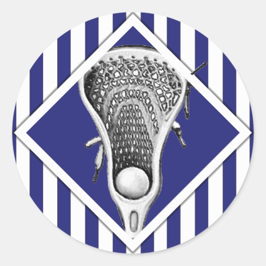 Sticker Lacrosse Lax Team Blue Classic Round (Devant)