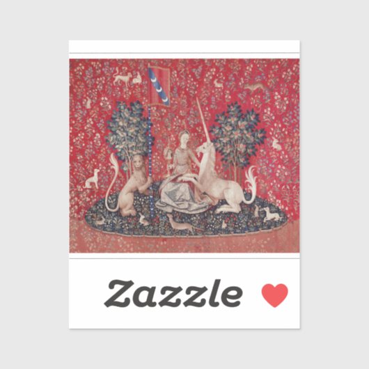 Sticker Lady and Unicorn Medieval Tapestry Sight (Feuille)