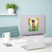 Sticker Lady In Surreal World Art Africain Américain (Ordinateur portable sur le bureau)