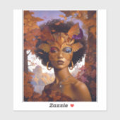 Sticker Lady Portant un Masque Art Imaginaire noir (Feuille)