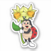 Sticker Ladybug avec jonquille de fleurs (Devant)