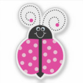 Sticker Ladybug Pink Polka Point Sourire Whimsical (Devant)