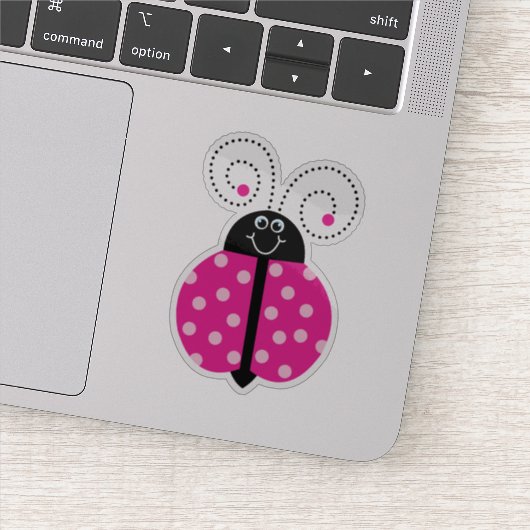 Sticker Ladybug Pink Polka Point Sourire Whimsical (Détail)