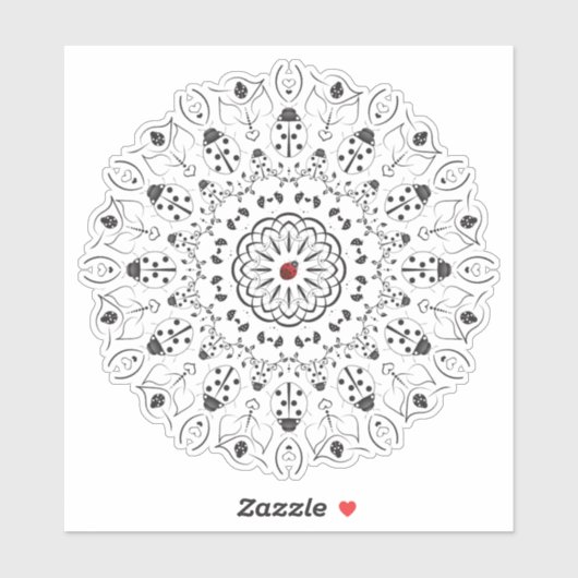 Sticker Ladybug Spirit Animal Mandala (Feuille)