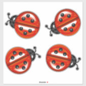 Sticker Ladybugs Noir Rouge (Feuille)
