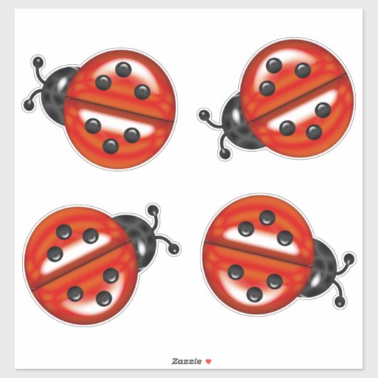 Sticker Ladybugs Noir Rouge (Feuille)