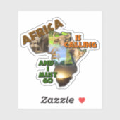 Sticker L'Afrique appelle le collage du continent faunique (Feuille)