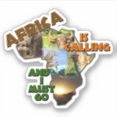 Sticker L'Afrique appelle le collage du continent faunique (Devant)