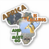 Sticker L'Afrique appelle le collage du continent faunique (Devant)