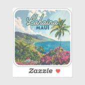 Sticker Lahaina Maui Hawaii Beach Coast Retro (Feuille)