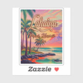 Sticker Lahaina Maui Hawaii Retro Sunset Souvenir 1950 (Feuille)