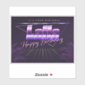 Sticker Laila Prénom lila retro (Feuille)