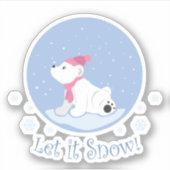 Sticker Laisse-Le Neiger ! (Cube d'ours polaire) (Devant)
