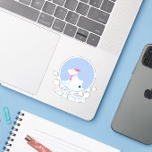 Sticker Laisse-Le Neiger ! (Cube d'ours polaire) (Ordinateur portable avec iPhone)