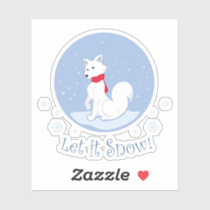 Sticker Laisse-Le Neiger ! (Renard arctique)