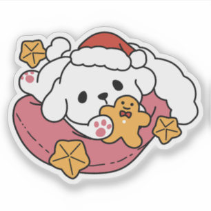 Sticker Laisser la joie des fêtes - Noël de chien mignon