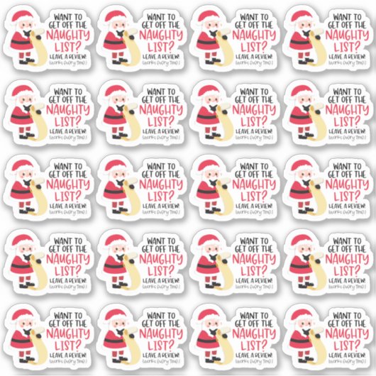 Sticker Laisser un avis Funny Père Noël List Noël Affaires (Devant)