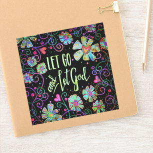 Sticker Laissons Dieu Noir Floral Plutôt Inspirivé