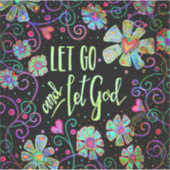 Sticker Laissons Dieu Noir Floral Plutôt Inspirivé (Devant)