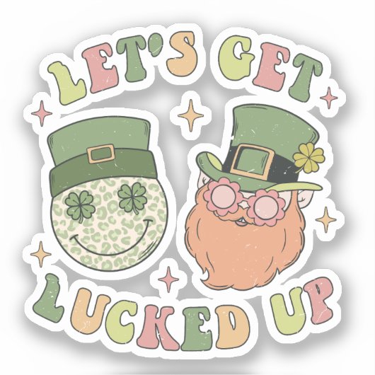 Sticker Laissons la chance - Drôle Leprechaun Clover (Recto)
