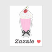 Sticker Lait De Fraise Avec Un Bow (Feuille)