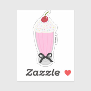 Sticker Lait De Fraise Avec Un Bow