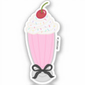 Sticker Lait De Fraise Avec Un Bow (Recto)