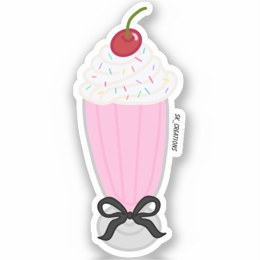 Sticker Lait De Fraise Avec Un Bow (Recto)