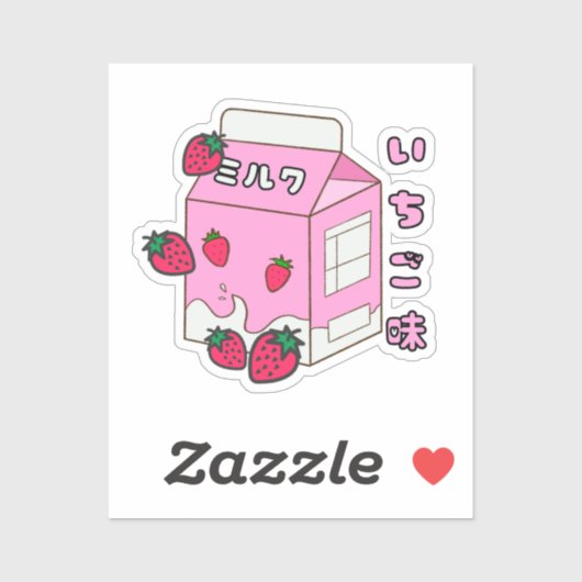 Sticker Lait de fraise japonais Kawaii (Feuille)