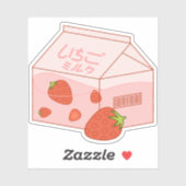 Sticker Lait de fraise Kawaii (Feuille)