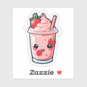 Sticker lait de fraise kawaii mignon et beau