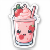 Sticker lait de fraise kawaii mignon et beau (Devant)