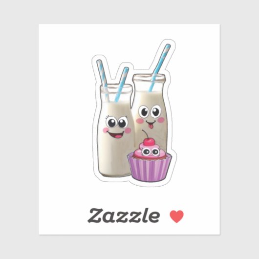 Sticker Lait et cupcake (Feuille)