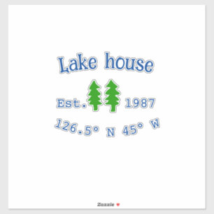 Sticker Lake house et. Date année coordonnées personnalisé