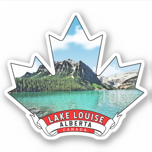 Sticker Lake Louise, Alberta Feuille d'érable du Canada (Devant)