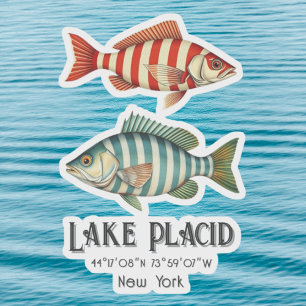 Sticker Lake Placid New York pêche nautique