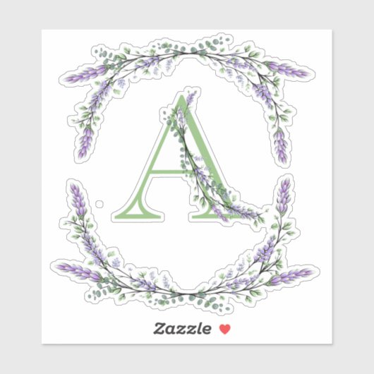 Sticker L'alphabet Monogramme "A" Lavender Eucalyptus (Feuille)